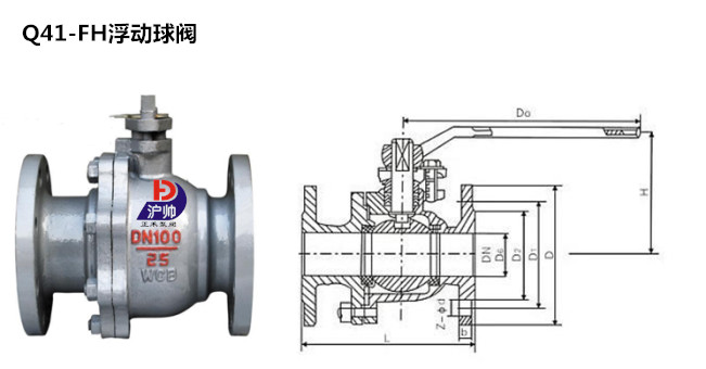 Q41F/H浮動(dòng)球閥(碳鋼|不銹鋼)結(jié)構(gòu)圖